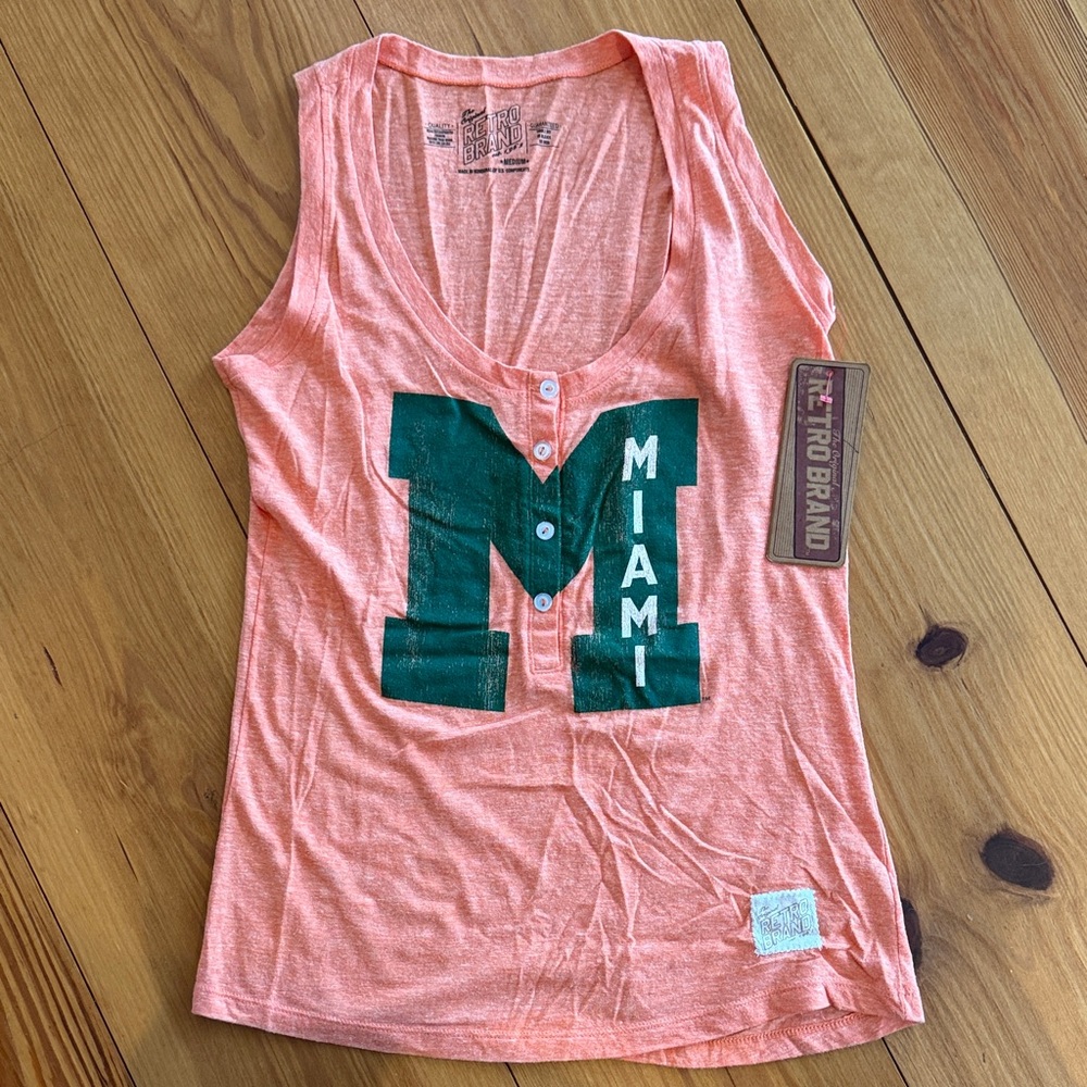University of Miami Graphic Orange 4-button Tank Top